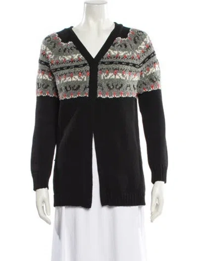 Pre-owned Rag & Bone Patterned V-neck Sweater In Black