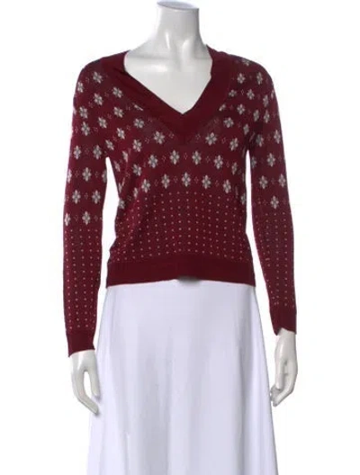 Pre-owned Rag & Bone Patterned V-neck Sweater In Red