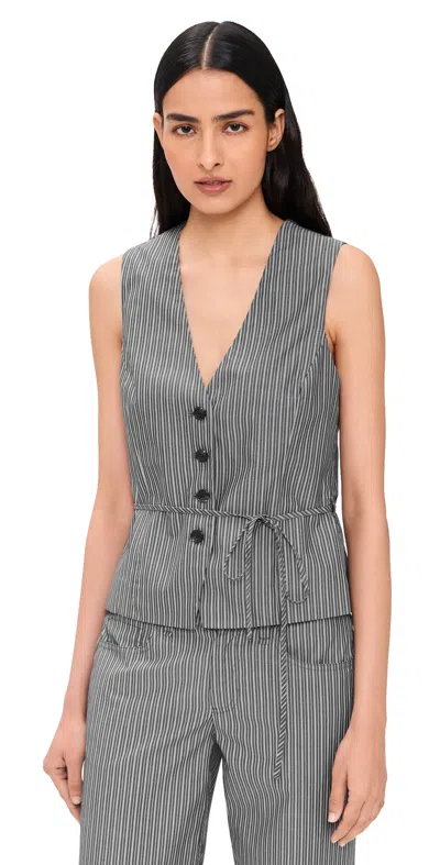 Rag & Bone Paulette Stripe Poplin Vest Salst In Gray