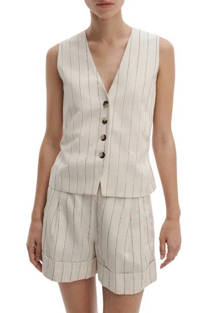 Rag & Bone Paulette Tie Waist Stripe Vest In White Stripe