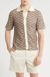 Rag & Bone Payton Short Sleeve Knit Button-up Shirt In Brown