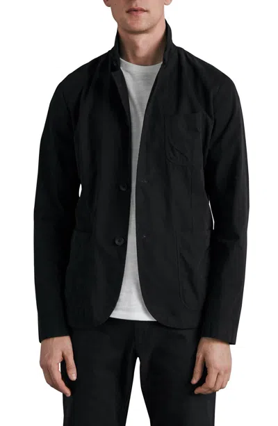 RAG & BONE PEACHED COTTON PROSPECT CARDIGAN JACKET IN BLACK