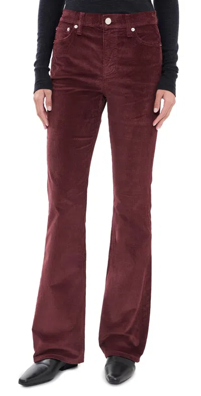 Rag & Bone Peyton Corduroy Mid Rise Pants Dkburgcord In Burgundy