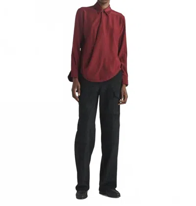 Rag & Bone Phillipa Satin Blouse In Wine In Burgundy