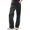 Rag & Bone Phoebe Faux Leather Drawstring Wide Leg Pants In Black