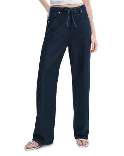 Rag & Bone Phoebe High Rise Drawstring Wide Leg Jeans In Dusk Rinse In Blue