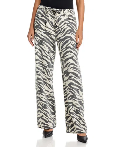 Rag & Bone Phoebe High Rise Featherweight Drawstring Jeans In Washzebra In Multi