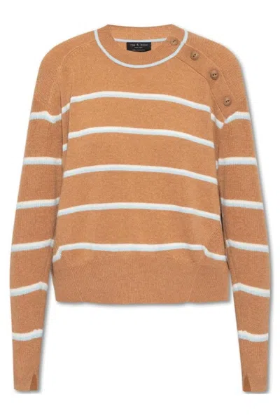 Rag & Bone Pierce Cashmere Stripe Sweater In Brown