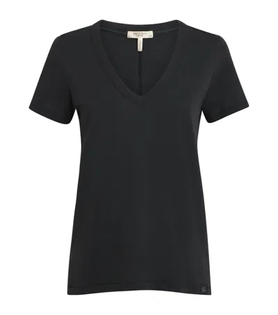 Rag & Bone Pima Cotton The Slub Vee T-shirt In Black