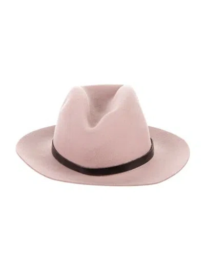 Pre-owned Rag & Bone Pink Wool Leather Trim Fedora Hat