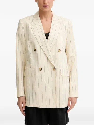 Rag & Bone Pinstripe Double-breasted Blazer In White