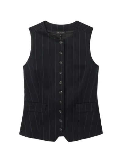 Rag & Bone Pinstripe-print Gilet In Blue