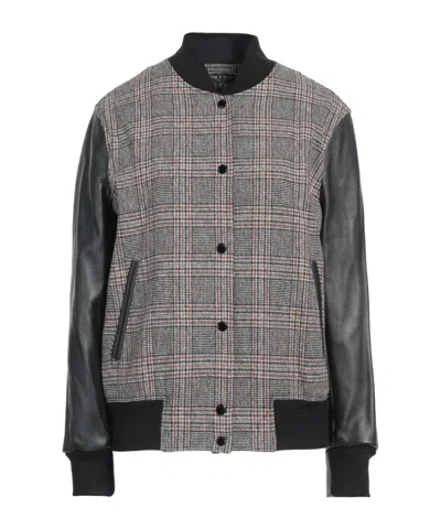 Rag & Bone Plaid Long-sleeve Baseball Jacket In Black