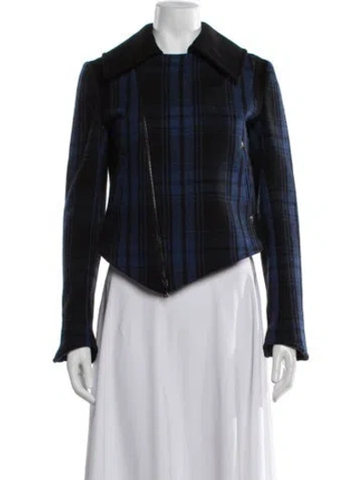 Pre-owned Rag & Bone Plaid Print Biker Jacket In Black