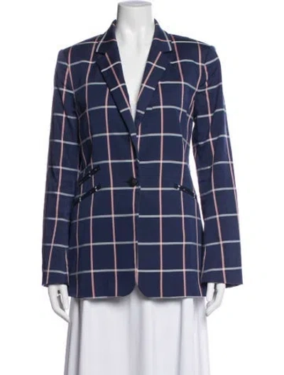 Pre-owned Rag & Bone Plaid Print Blazer In Blue