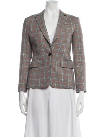 Pre-owned Rag & Bone Plaid Print Blazer In Gray