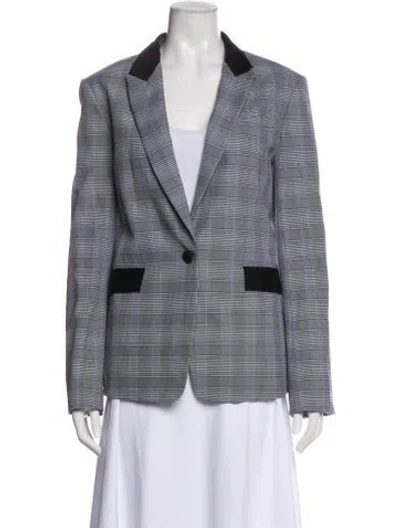 Pre-owned Rag & Bone Plaid Print Blazer In Gray