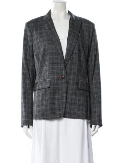 Pre-owned Rag & Bone Plaid Print Blazer In Gray