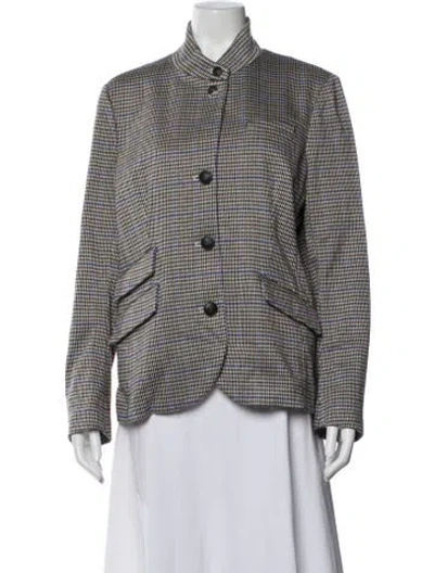 Pre-owned Rag & Bone Plaid Print Blazer In Gray