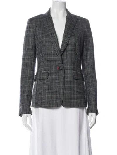 Pre-owned Rag & Bone Plaid Print Blazer In Gray