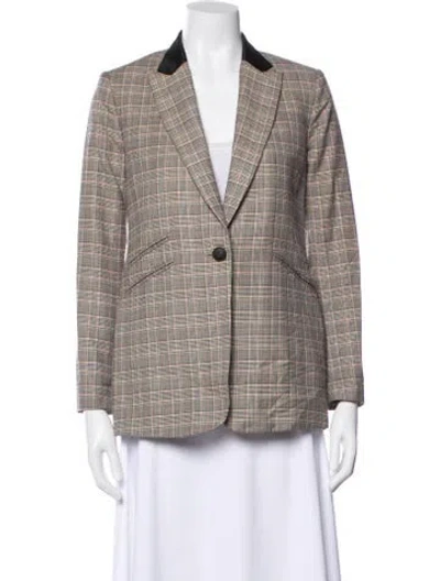 Pre-owned Rag & Bone Plaid Print Blazer In Neutral