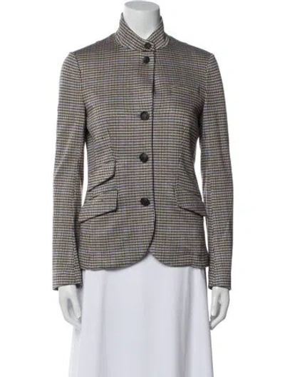 Pre-owned Rag & Bone Plaid Print Blazer In White