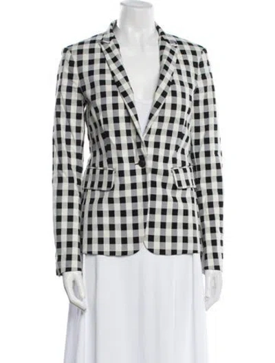 Pre-owned Rag & Bone Plaid Print Blazer In White