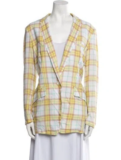 Pre-owned Rag & Bone Plaid Print Blazer In Yellow