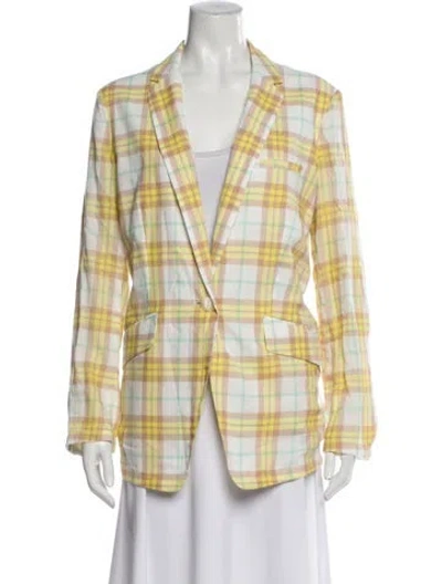 Pre-owned Rag & Bone Plaid Print Blazer In Yellow