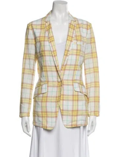 Pre-owned Rag & Bone Plaid Print Blazer In Yellow
