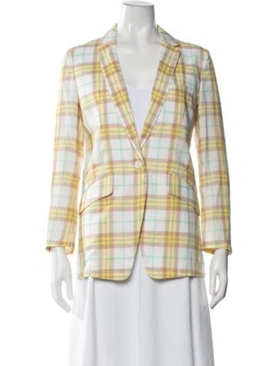 Pre-owned Rag & Bone Plaid Print Blazer In Yellow