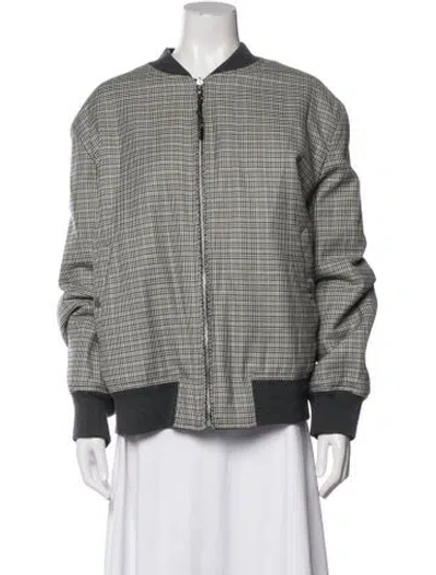 Pre-owned Rag & Bone Plaid Print Bomber Jacket In Gray