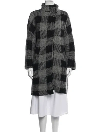 Pre-owned Rag & Bone Plaid Print Coat In Black