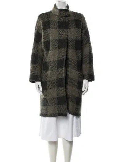 Pre-owned Rag & Bone Plaid Print Coat In Green