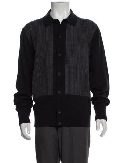 Pre-owned Rag & Bone Plaid Print Collar Polo Sweater In Black
