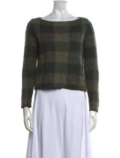 Pre-owned Rag & Bone Plaid Print Crew Neck Sweater In Green