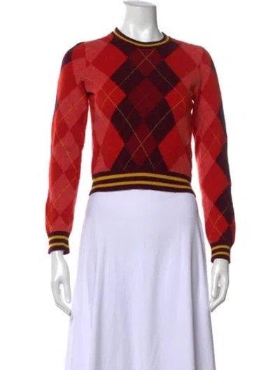Pre-owned Rag & Bone Plaid Print Crew Neck Sweater In Red
