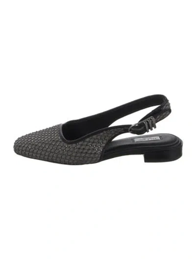 Pre-owned Rag & Bone Plaid Print Crystal Embellishments Slingback Flats In Grey
