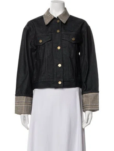 Pre-owned Rag & Bone Plaid Print Denim Jacket W/ Tags In Black