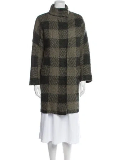 Pre-owned Rag & Bone Plaid Print Faux Fur Jacket In Green