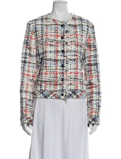 Pre-owned Rag & Bone Plaid Print Jacket In White