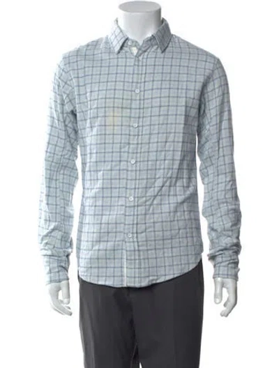 Pre-owned Rag & Bone Plaid Print Long Sleeve Shirt In Blue
