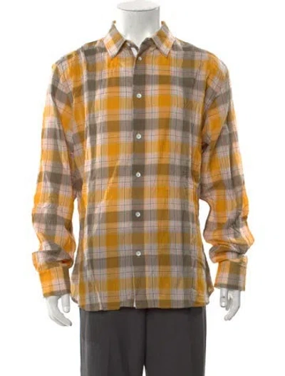 Pre-owned Rag & Bone Plaid Print Long Sleeve Shirt In Yellow