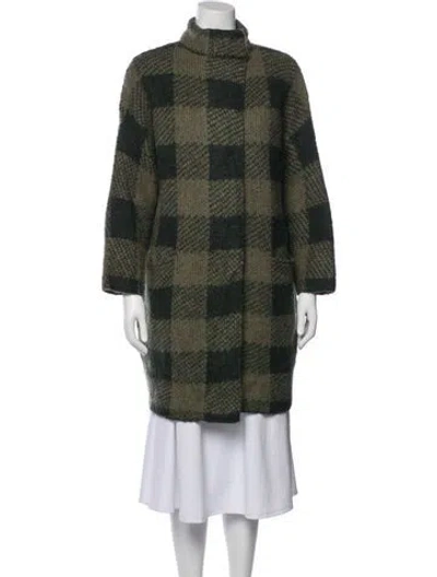 Pre-owned Rag & Bone Plaid Print Peacoat In Green