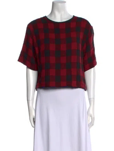Pre-owned Rag & Bone Plaid Print Scoop Neck Sweater In Red