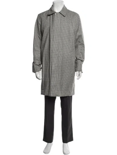 Pre-owned Rag & Bone Plaid Print Trench Coat In Grey