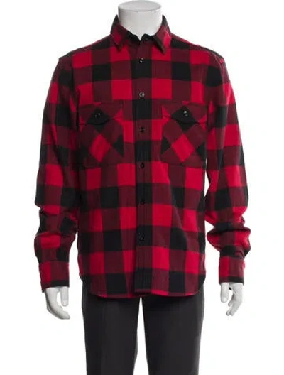 Pre-owned Rag & Bone Plaid Print Trucker Jacket In Red