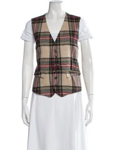Pre-owned Rag & Bone Plaid Print Vest In Multicolor