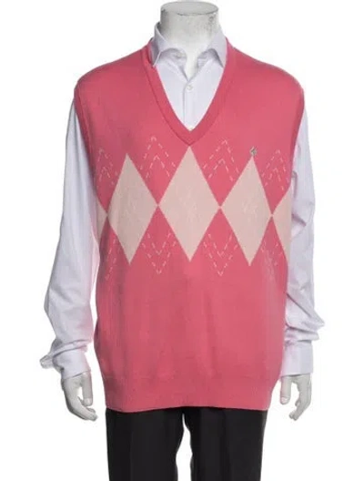 Pre-owned Rag & Bone Plaid Print V-neck Sweater Vest In Pink