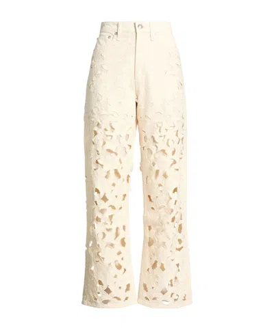 Rag & Bone Plain Colour Denim Trousers In White